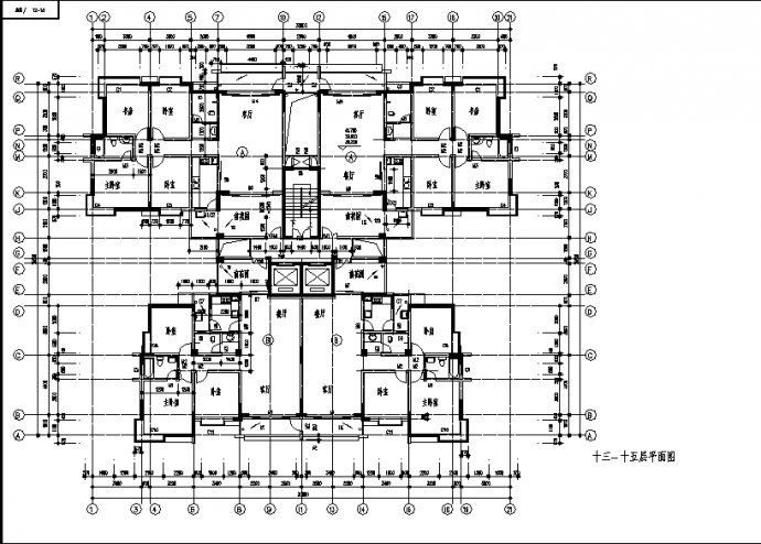 某小区12号住宅楼全套建筑设计施工cad图纸_图1