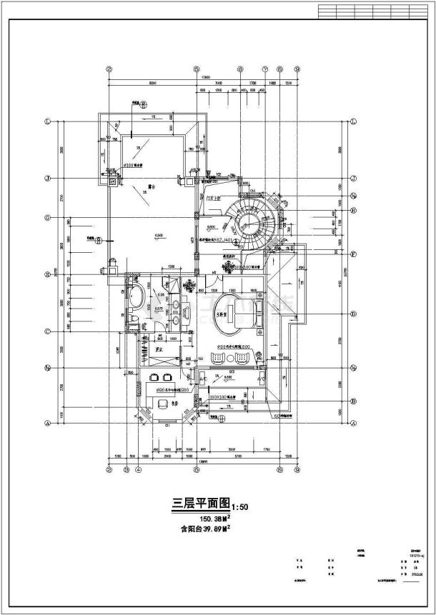 装修设计天长市碧水天源别墅(总图)cad图纸带效果-图二