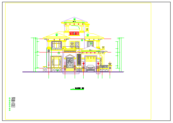 某西班牙风格二层别墅cad建筑施工图纸_图1
