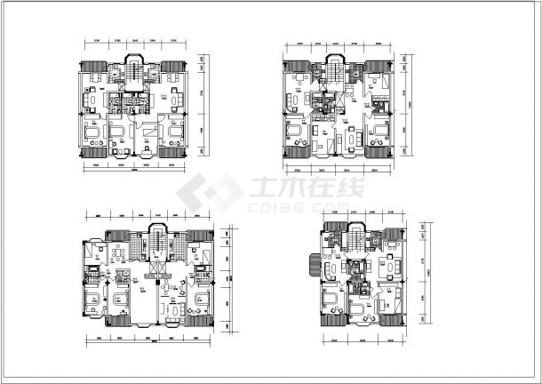 某地多层住宅楼标准层及立面施工cad设计图纸-图二