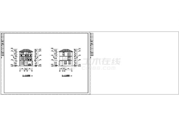 某地区三层高档别墅建筑cad施工图纸-图一