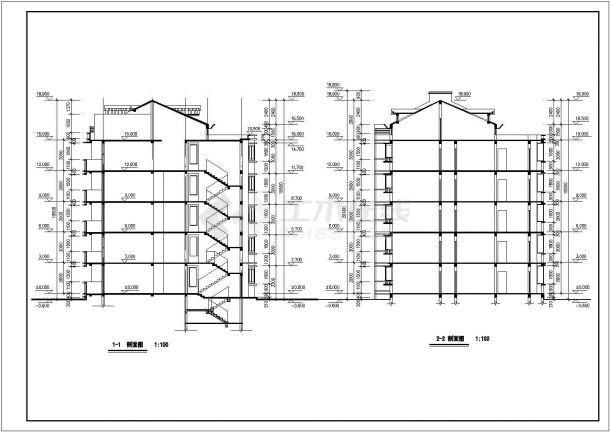 某小学职工住宅楼建筑全套方案设计施工CAD图纸-图二