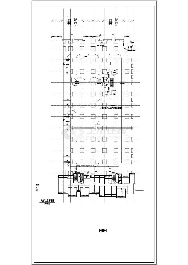 济南市某大型商场1.5万平米地下三层停车库平面设计CAD图纸-图二