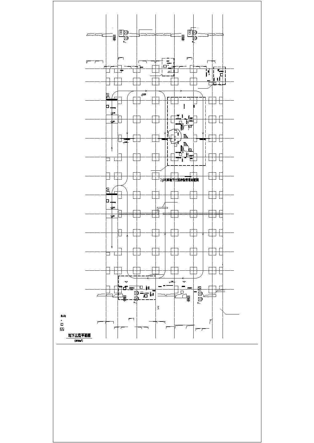 济南市某大型商场1.5万平米地下三层停车库平面设计CAD图纸