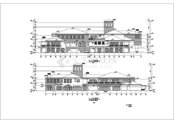 某大型花园小区会所建筑全套方案设计施工CAD图纸-图一