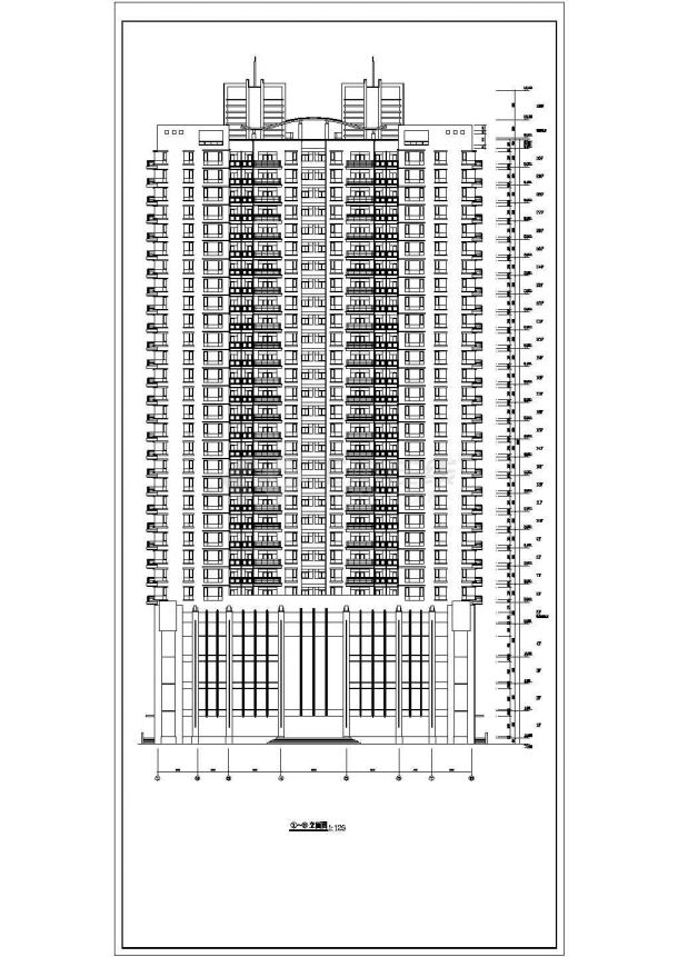 某小高层住宅楼建筑详细方案设计施工CAD图纸-图二