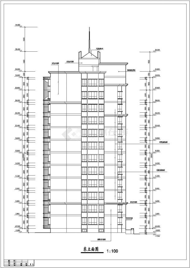 某实力豪华公寓建筑详细方案设计施工CAD图纸（含设计说明）-图二
