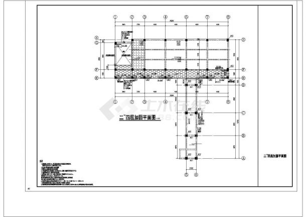 某地教学楼结构加固详细设计cad施工图纸-图一