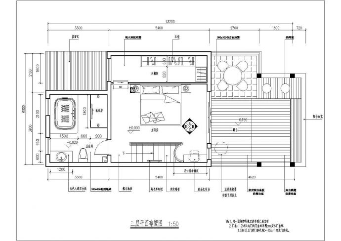 银川市某度假村3层高档民宿餐厅全套装修设计CAD图纸_图1