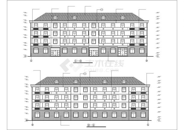 天津市某重点中学4层学生宿舍楼建筑设计CAD图纸（含阁楼）-图二