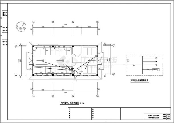 南京市某钢铁厂单层框架结构叉车库全套电气系统设计CAD图纸-图一