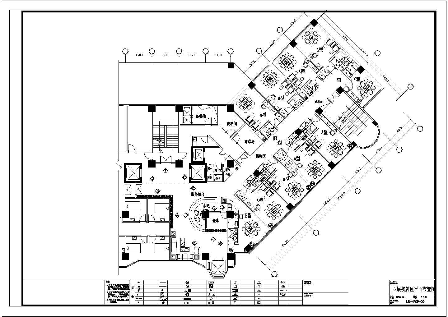 某商务酒店棋牌室装修设计CAD图纸