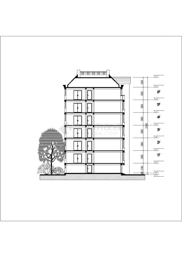 扬州市蓝馨花园小区6层住宅楼建筑设计CAD图纸（每层780平）-图一