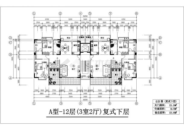 某高层小区商业住宅楼建筑全套户型详细方案设计施工CAD图纸-图二
