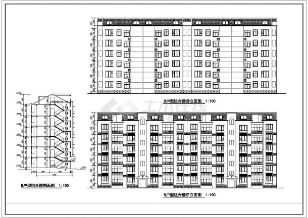 某住宅标准层建筑全套详细方案设计施工CAD图纸-图二