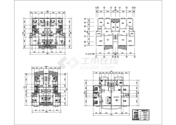 某小区住宅楼建筑全套户型详细方案设计施工CAD图纸-图二