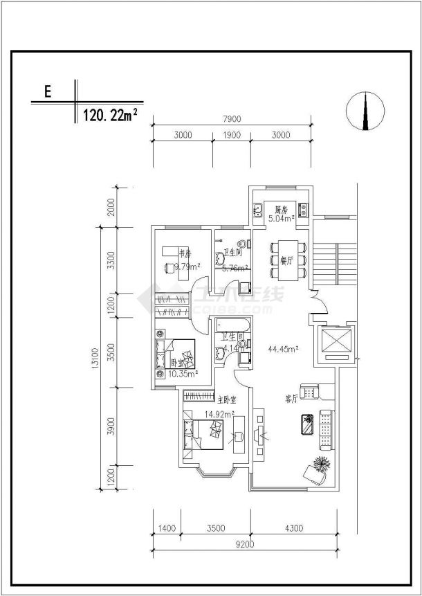 某小区高层住宅楼建筑多套户型详细方案设计施工CAD图纸-图一