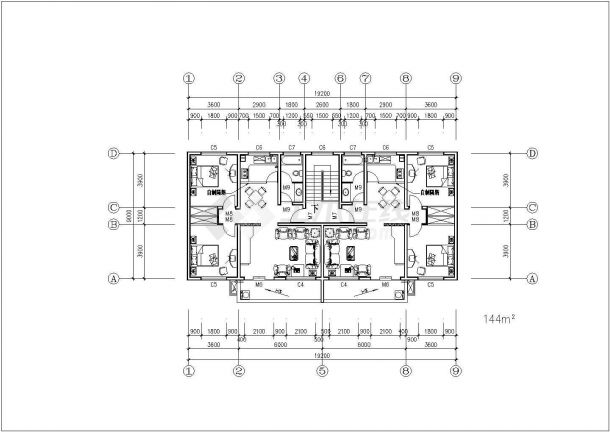 某住宅楼户型标准层建筑全套方案设计施工CAD图纸-图二