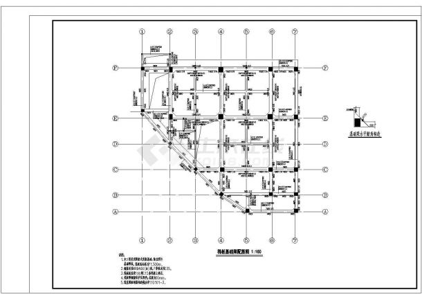 六层框架结构中学教学楼详细设计cad施工图-图一