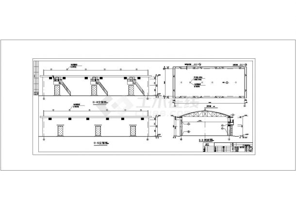 某大跨度拱板屋盖仓库结构方案设计施工CAD图纸-图一