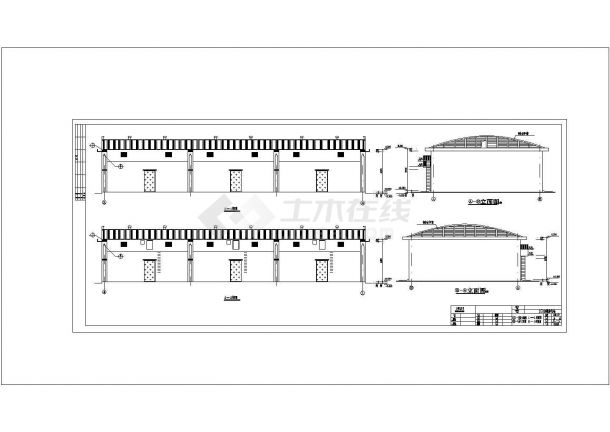 某大跨度拱板屋盖仓库结构方案设计施工CAD图纸-图二