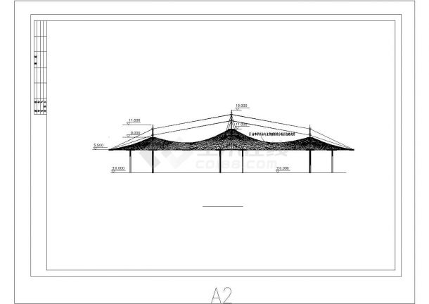 某高速公路收费站膜结构方案设计施工CAD图纸-图二
