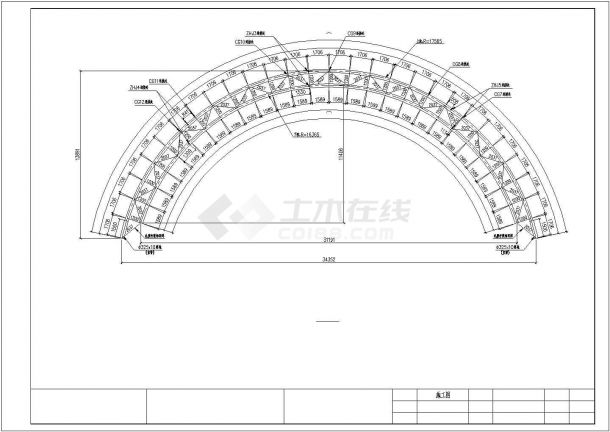 某大跨度空间体育场膜结构方案设计施工CAD图纸-图二