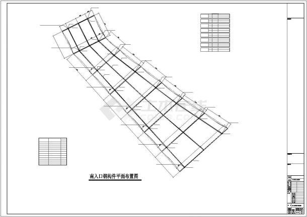 某钢骨架式膜结构地下通道入口结构方案设计施工CAD图纸-图一