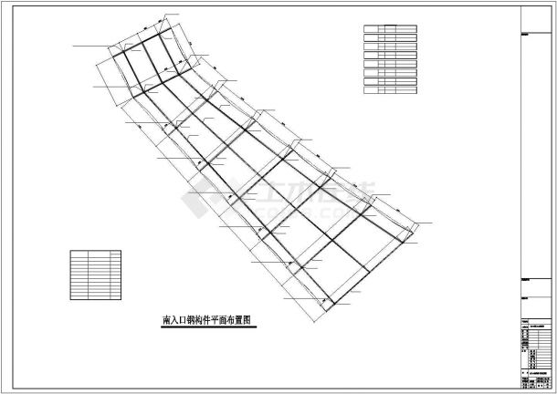 某钢骨架式膜结构地下通道入口结构方案设计施工cad图纸