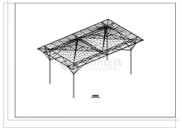 某膜结构加油站结构方案设计施工CAD图纸-图二
