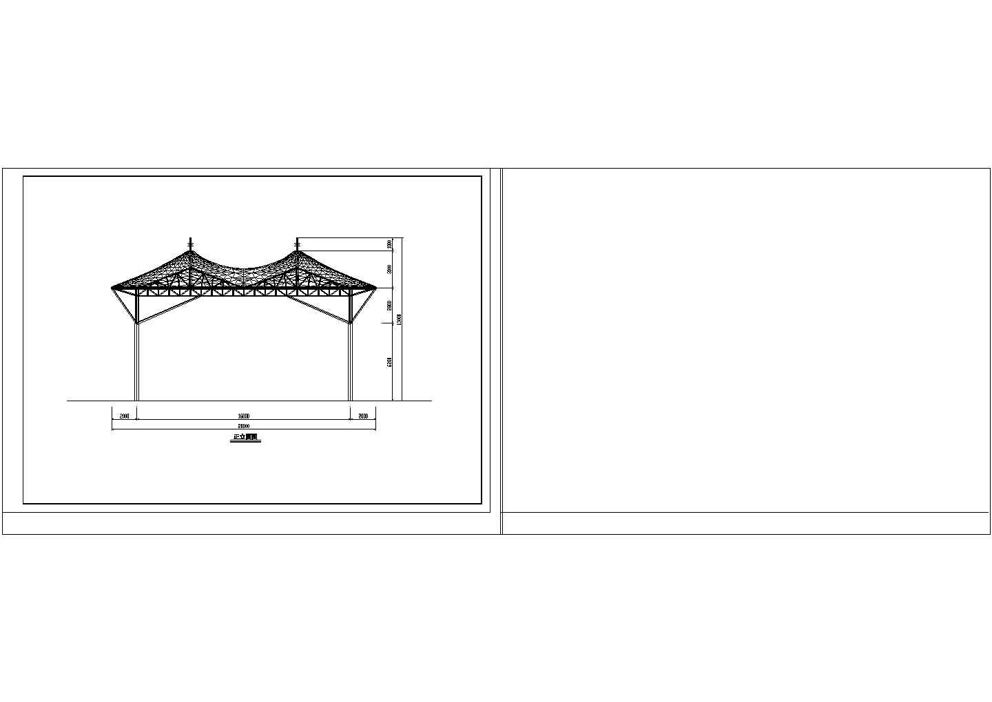 某膜结构加油站结构方案设计施工CAD图纸