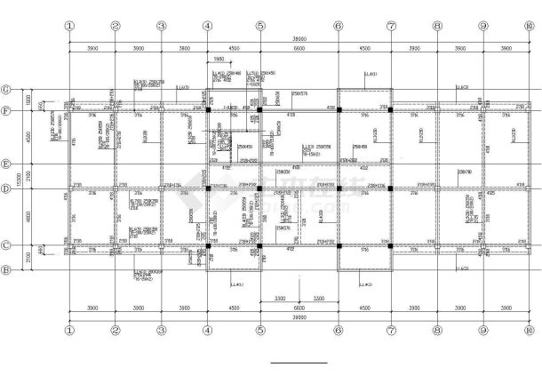 某地多层框架办公楼结构CAD套图-图二