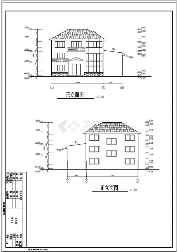 3层砖混私人住宅建筑结构cad图纸-图二