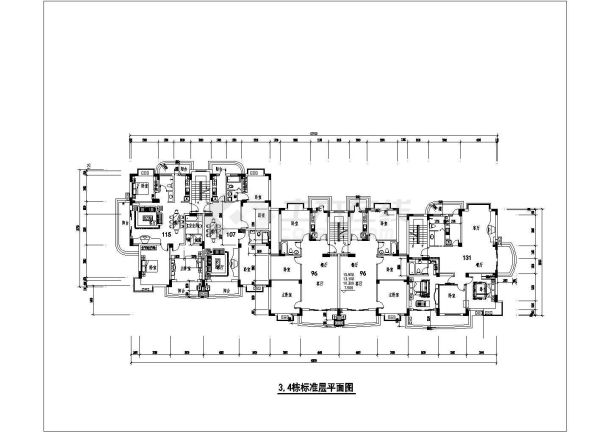 装修设计京润国际花园几栋楼的方案施工cad图-图二