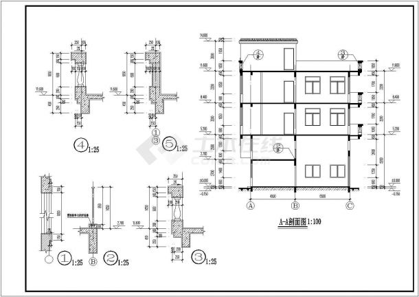 高档私人住宅建筑设计CAD布置图-图二