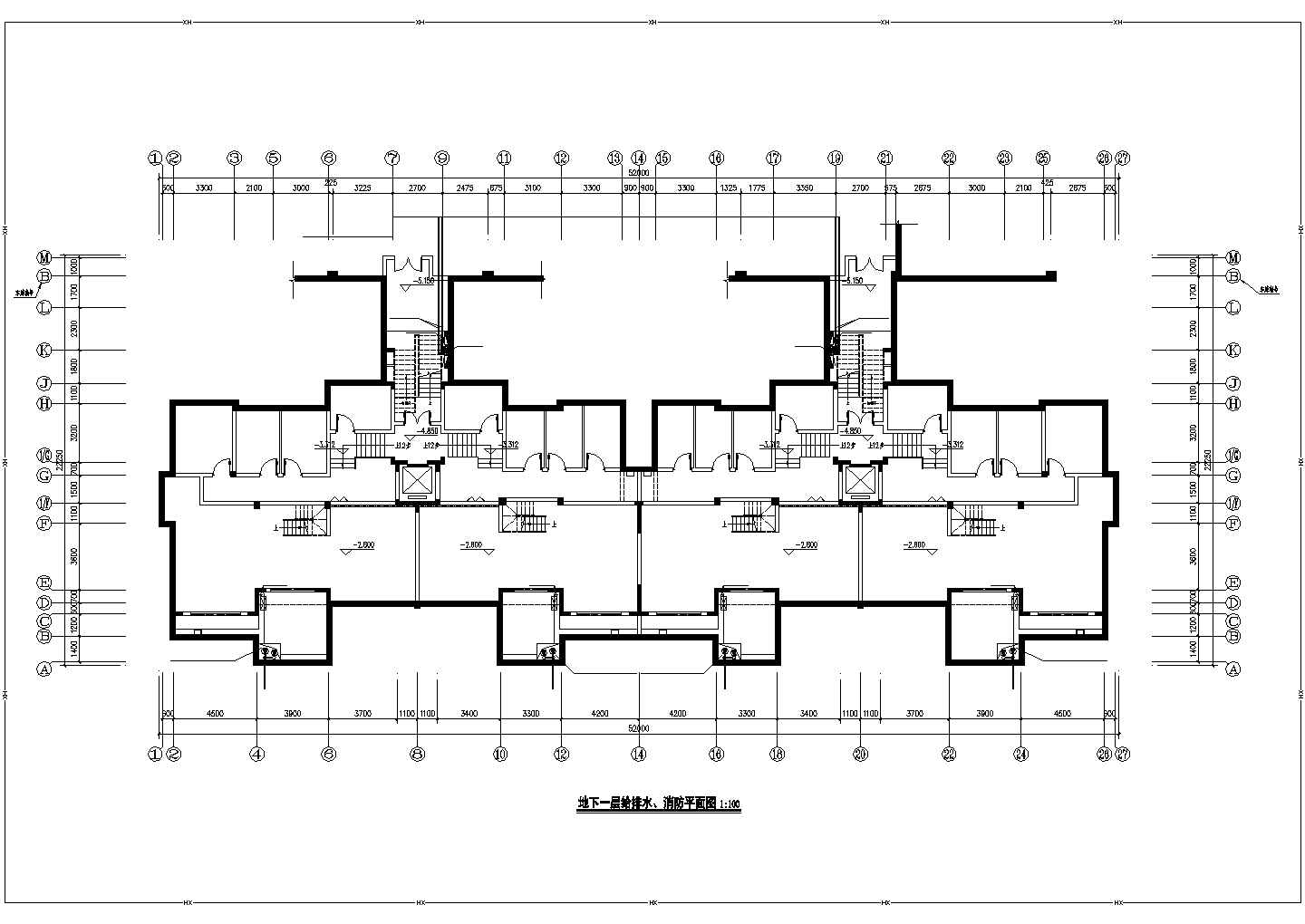 乌鲁木齐市兰香苑小区7层民居住宅楼给排水消防平面设计CAD图纸