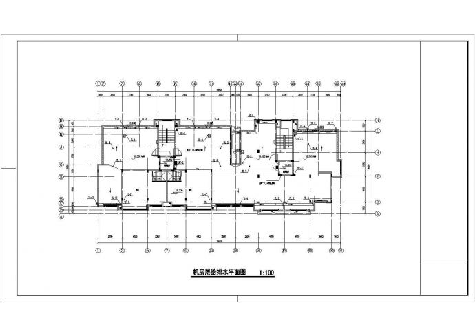南宁市西苑小区3470平米7层砖混结构住宅楼给排水平面设计CAD图纸_图1