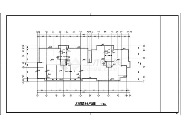 贵阳市恒大园小区4050平米7层砖混结构住宅楼给排水平面设计CAD图纸-图一