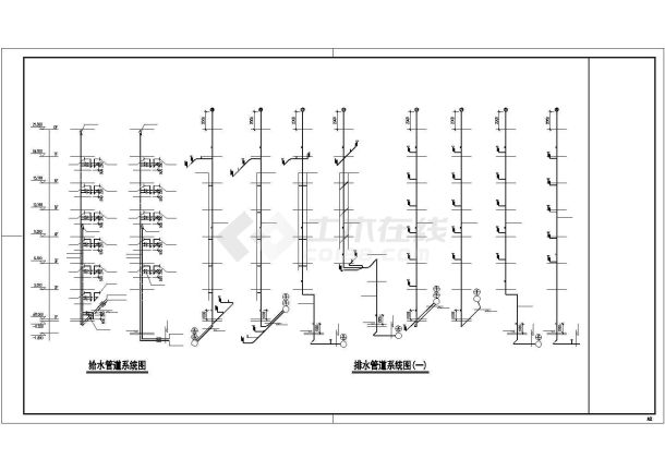 贵阳市恒大园小区4050平米7层砖混结构住宅楼给排水平面设计CAD图纸-图二