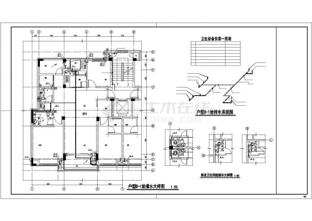 邯郸市蓝鑫花园小区7层砖混民居楼全套给排水平面设计CAD图纸-图二