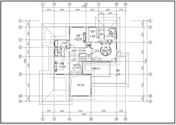 二层别墅建筑设计图cad-图二