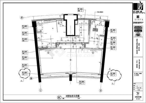 北京国际大酒店D型客房装修施工cad图，共七张-图一