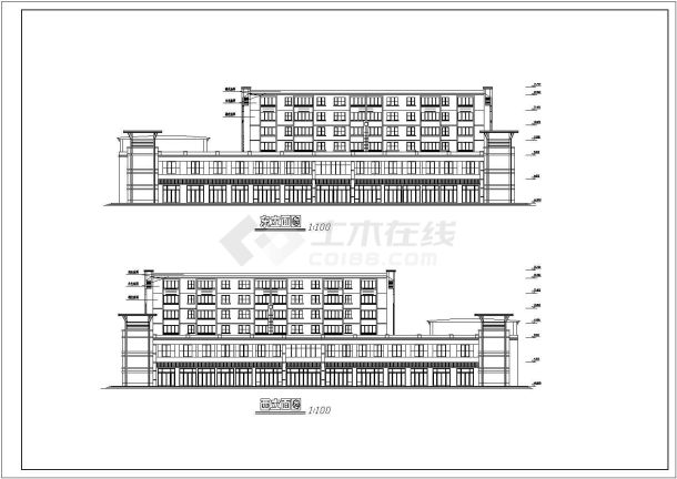 安徽省天长市市区内某栋6层商住综合楼建筑装修设计CAD图-图二