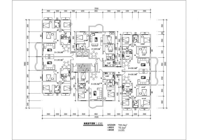 某小区高层住宅楼建筑经典户型设计施工全套方案CAD图纸_图1