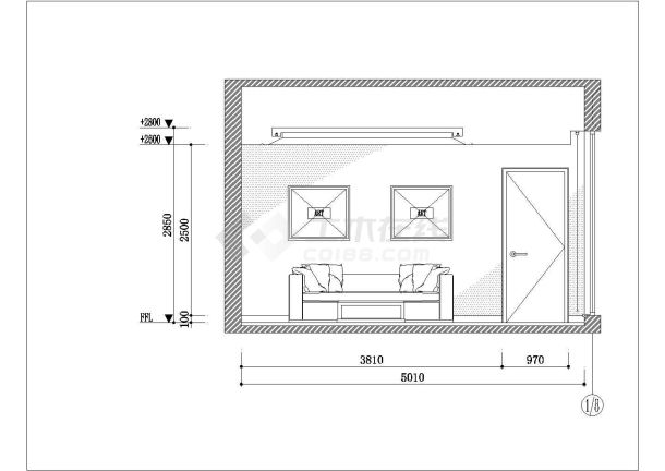 豪华中式办公楼二楼办公室建筑设计cad图纸-图二