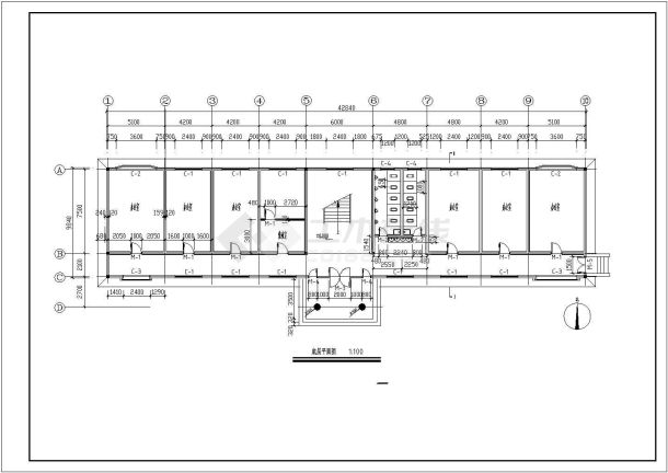 公司办公楼建筑设计cad图，共十六张-图一