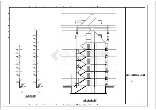 杭州市璞悦湾居住区八层框混结构住宅楼全套给排水平面设计CAD图纸-图一