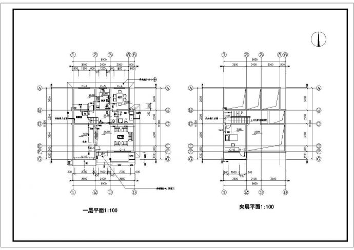 某二层带阁楼层框架结构大户型联体别墅设计cad建筑方案图（标注详细）_图1