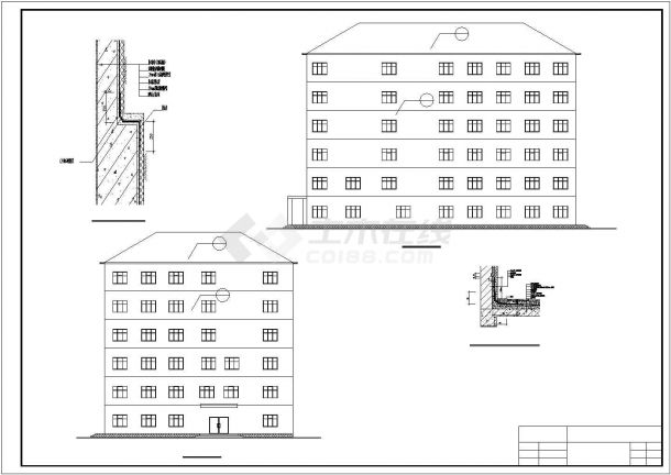 六层框架综合办公楼毕业设计建筑cad图，共十一张-图二