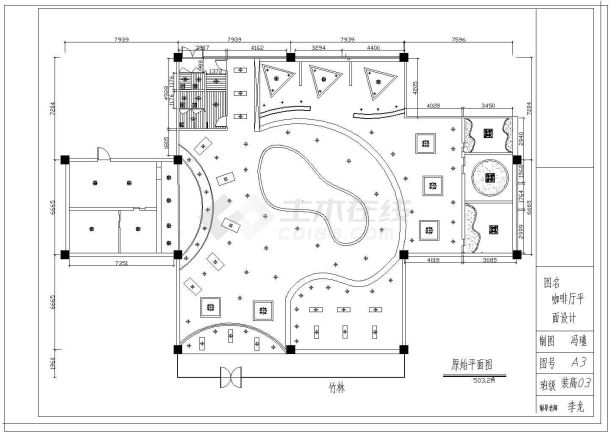 某咖啡厅装修设计CAD施工图纸-图二